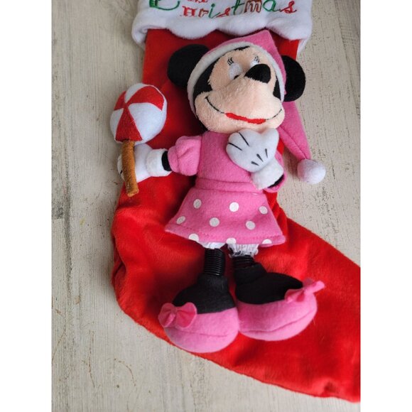Vintage AS IS Merry Xmas Minnie mouse Disney stocking decor - Picture 2 of 6